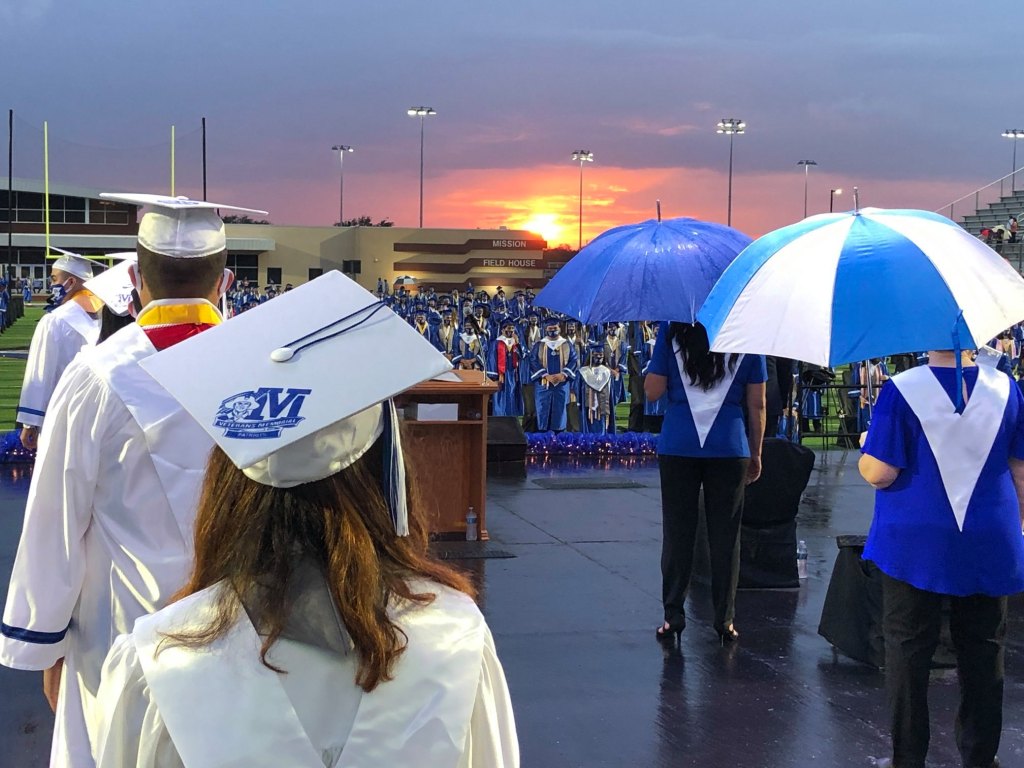 rainy sunset photo during graduation ceremony