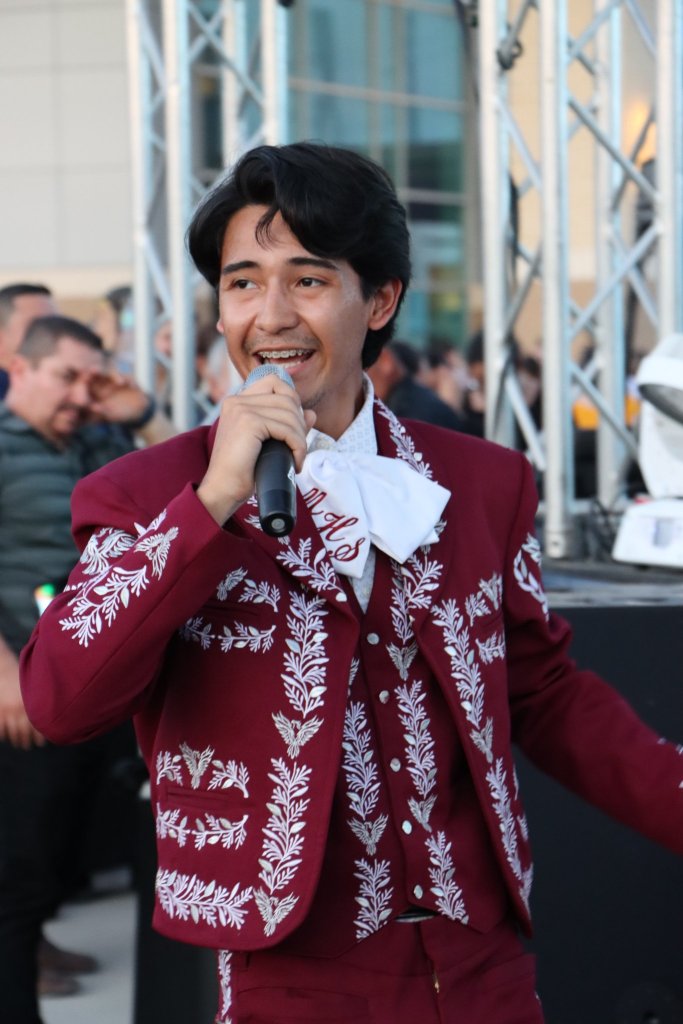 Mariachi vocalist during a performance. 